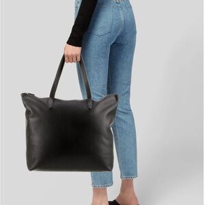 Cuyana Black Leather Tote Bag